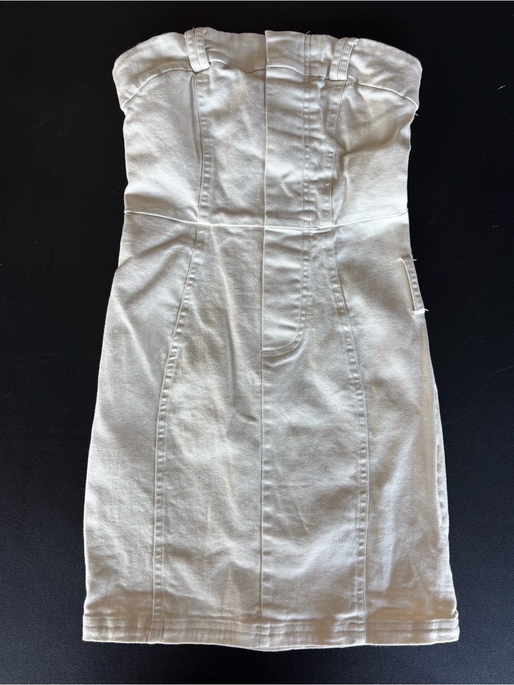 Strapless Cream Denim Sheath Dress